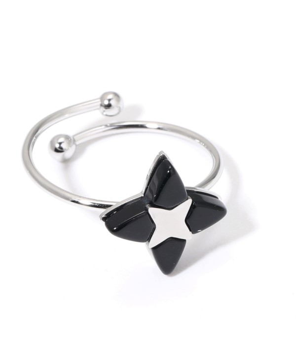 Anillos plateados con estrella de cruz multicolores