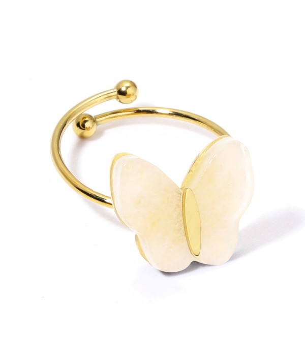 Anillos dorados con mariposa multicolores