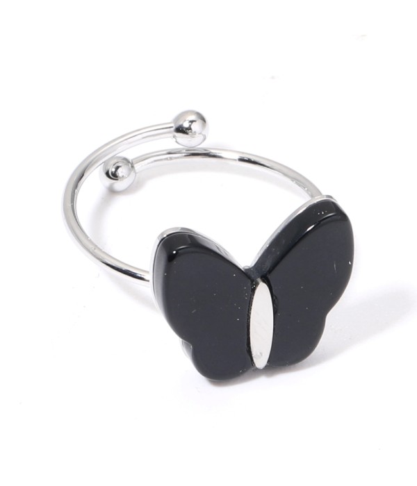 Anillos plateados con mariposa multicolores