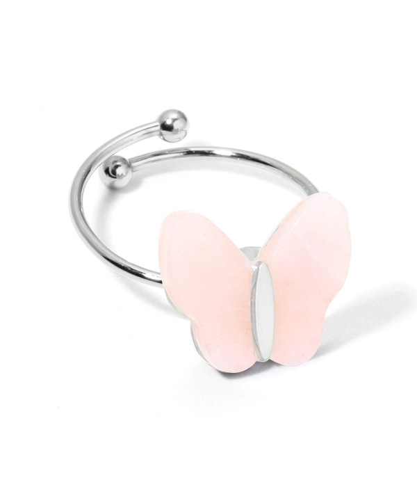 Anillos plateados con mariposa multicolores