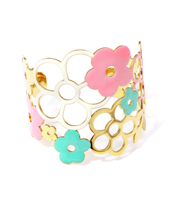 Brazalete ancho dorado de padrón floral