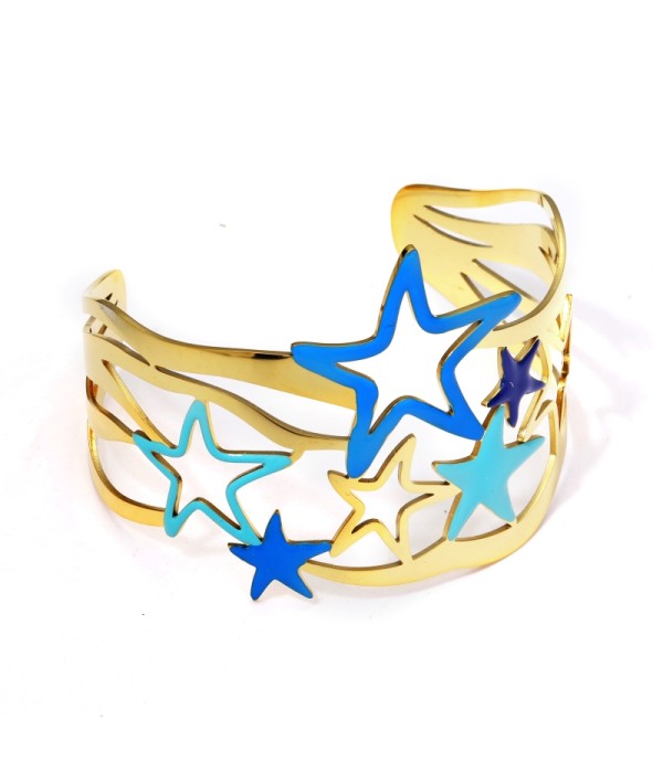 Brazalete ancho dorado de padrón estrellas