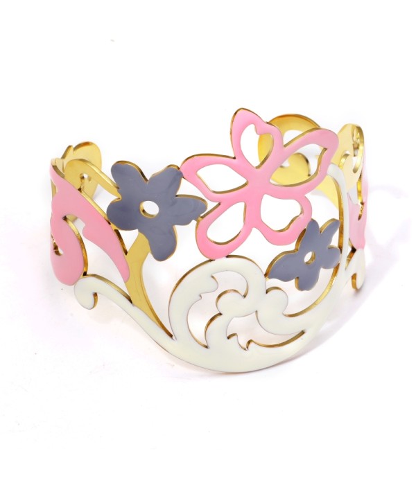 Brazalete ancho dorado de padrón floral