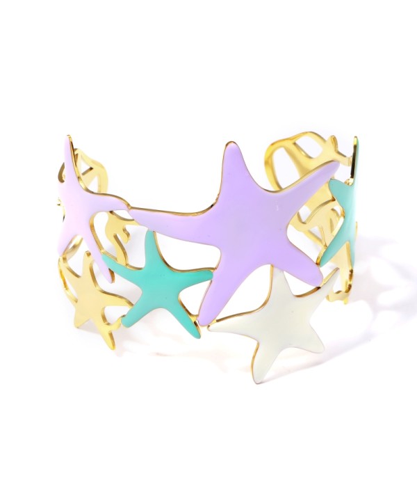 Brazalete ancho dorado de padrón estrellas