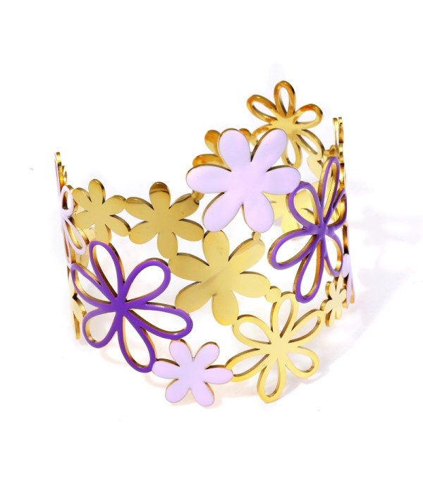 Brazalete ancho dorado de padrón floral