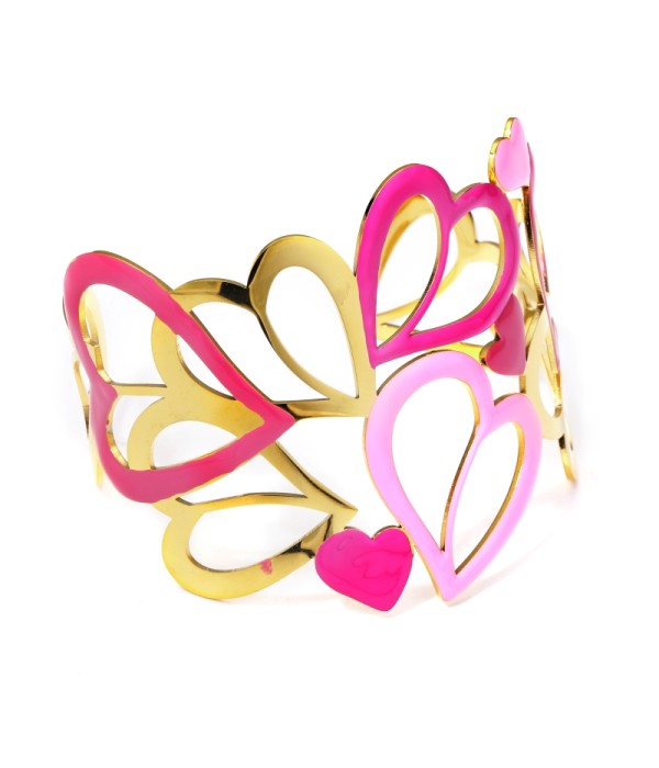 Brazalete ancho dorado de padrón corazón