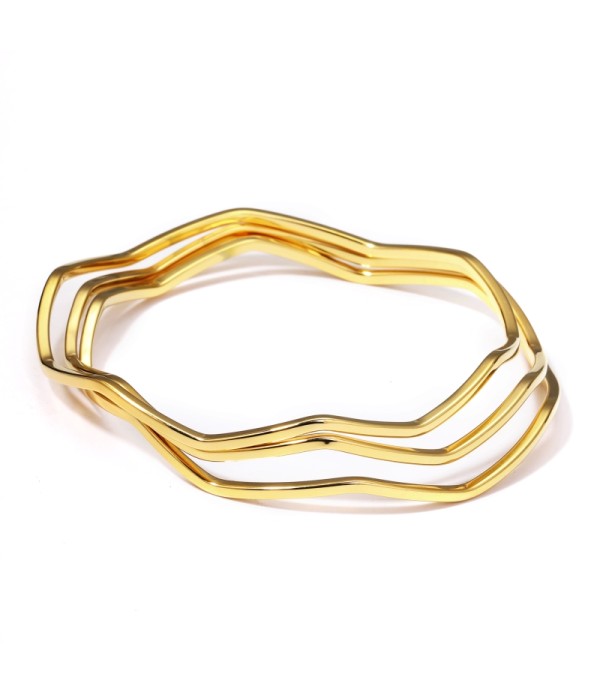 Pulsera rígida dorada ondulada