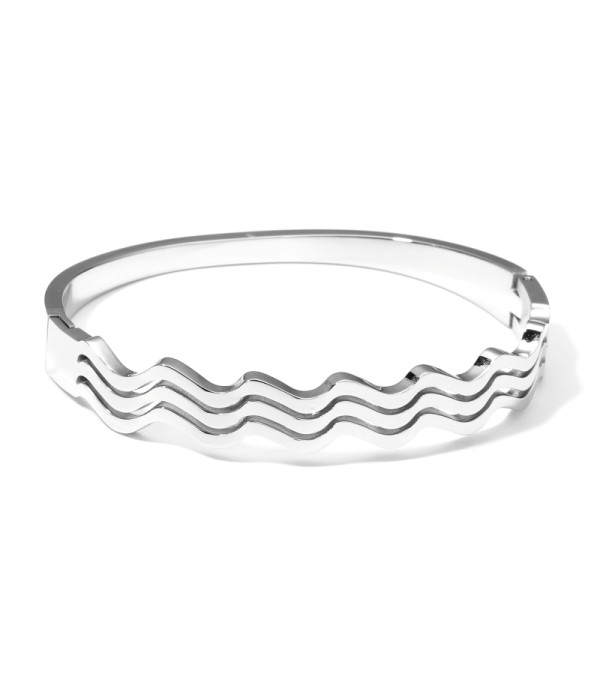Pulsera rígida plateada de ondas