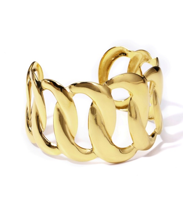 Brazalete dorada abierta de cadenas anchas