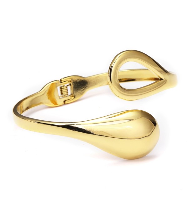 Pulsera rígida dorada con dos ojales