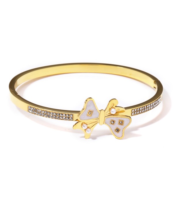 Pulsera rígida dorada con lazo