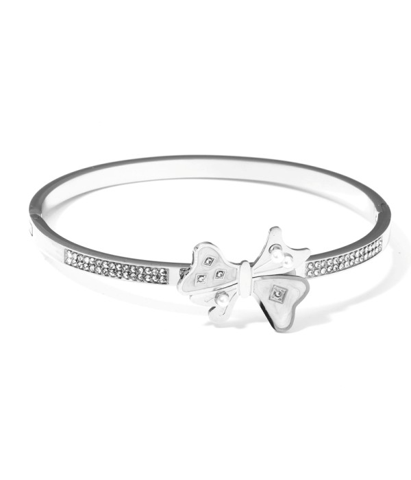 Pulsera rígida plateada con lazo