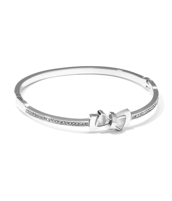 Pulsera rígida plateada con lazo