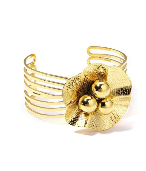 Brazalete dorado con flor