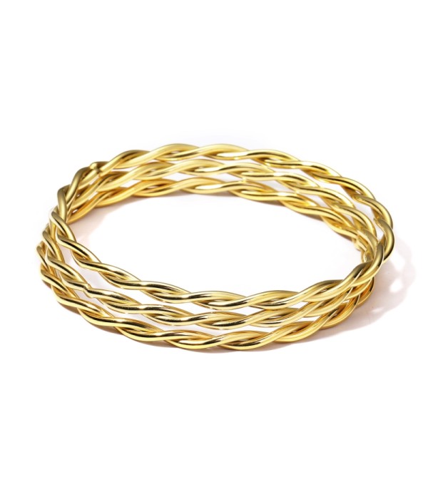 Pulsera rígida dorada trenzada