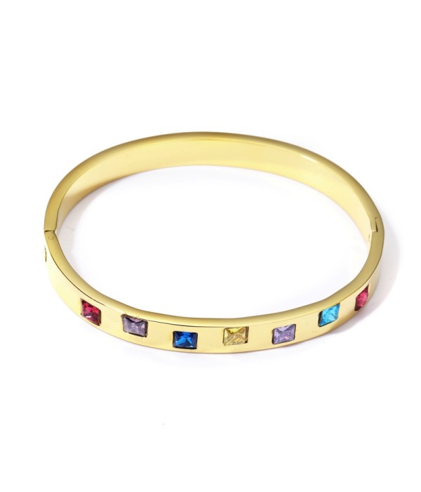 Pulsera rígida dorada tipo manguito