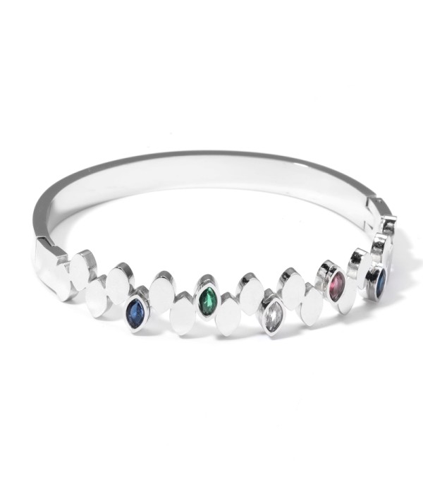 Pulsera rígida plateada tipo manguito