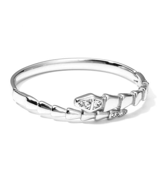 Pulsera rígida plateada de serpiente