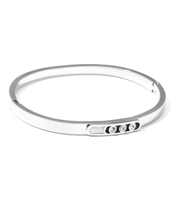 Pulsera rígida plateada tipo manguito