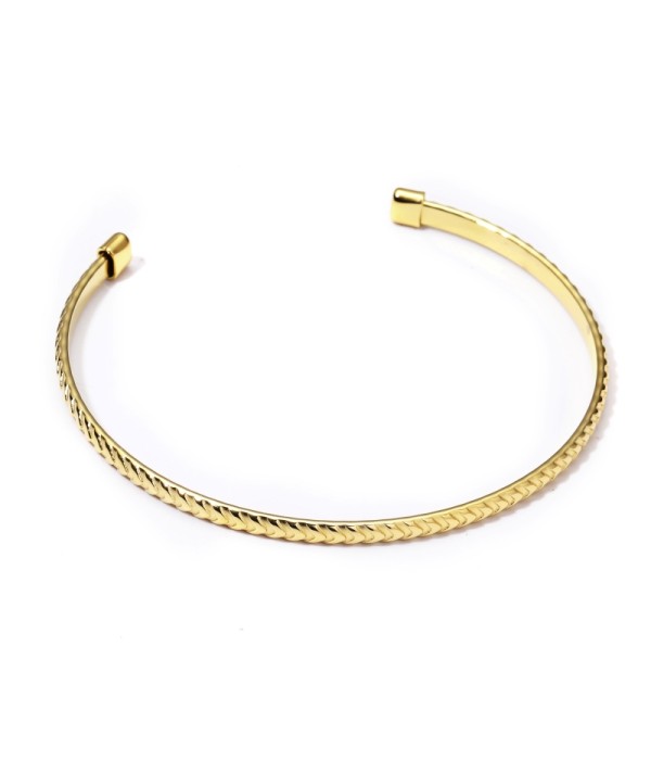 Pulsera rígida dorada abierta trenzada