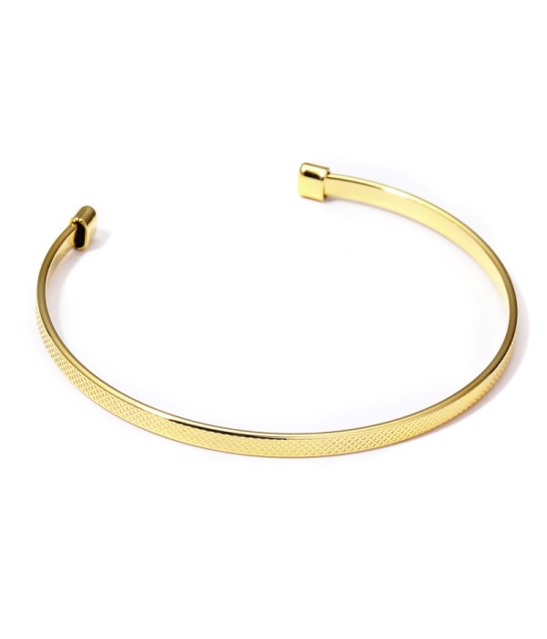 Pulsera rígida dorada abierta patronado de rejillas
