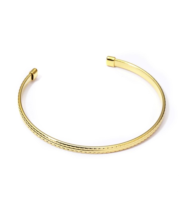 Pulsera rígida dorada abierta trenzada
