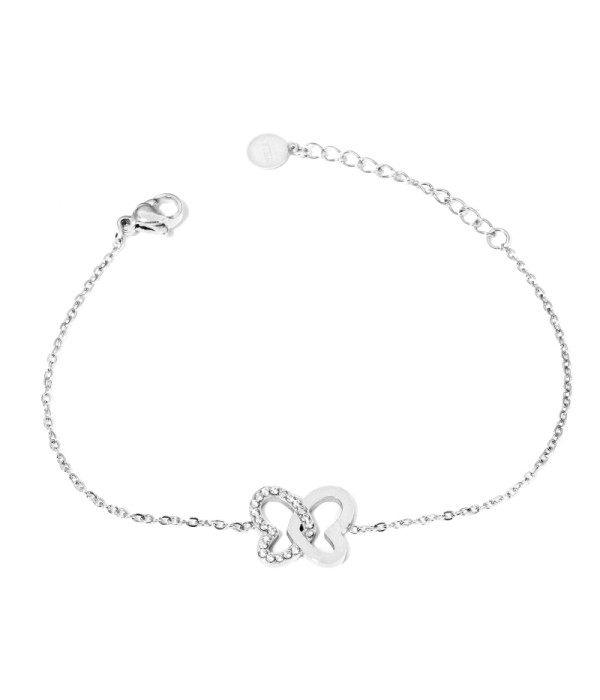 Pulsera plateada con mariposa y detalles en circonitas