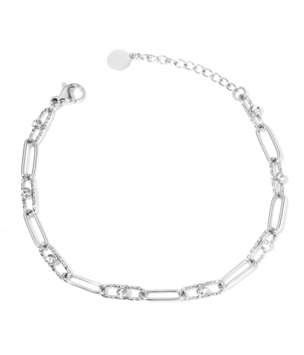 Pulsera de eslabones rectangulares redondeados entrelazados