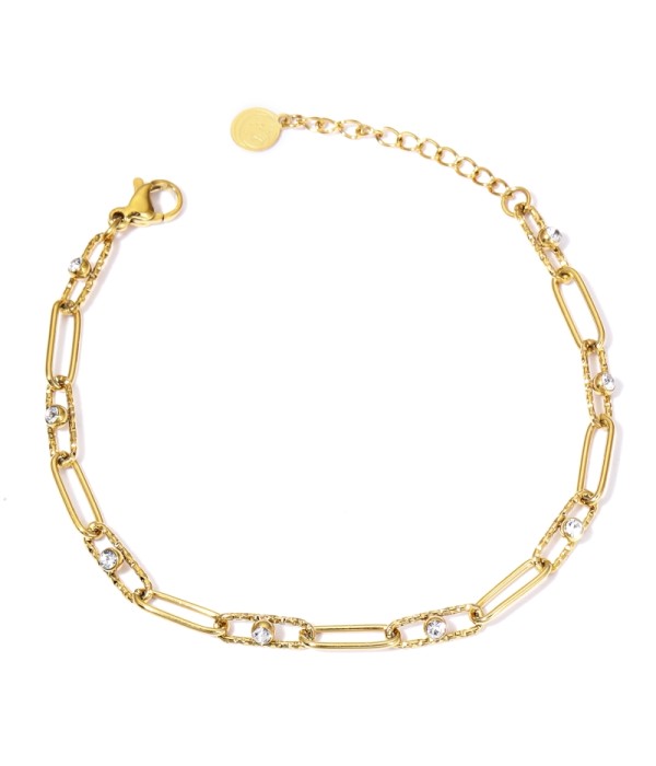 Pulsera de eslabones rectangulares redondeados entrelazados