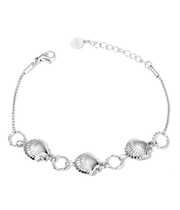 Pulsera de eslabones de vieiras y aros