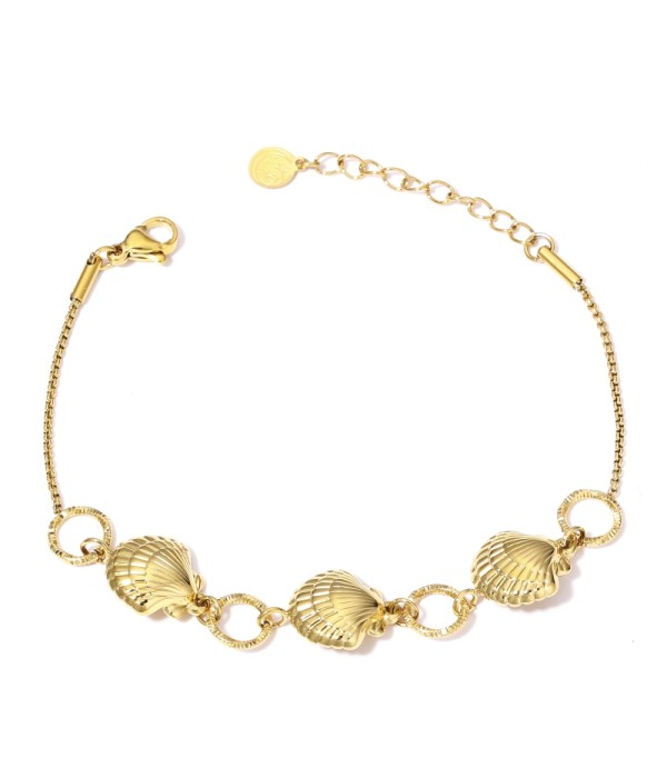 Pulsera de eslabones de vieiras y aros