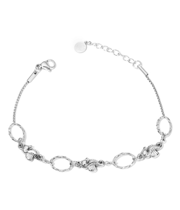 Pulsera de eslabones de caballitos del mar y aros