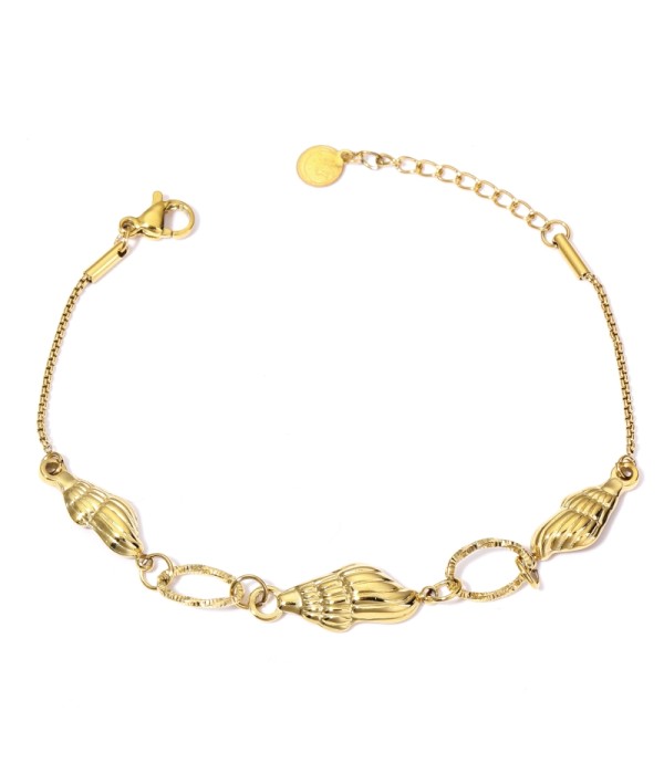 Pulsera de eslabones de conchas marinas y aros
