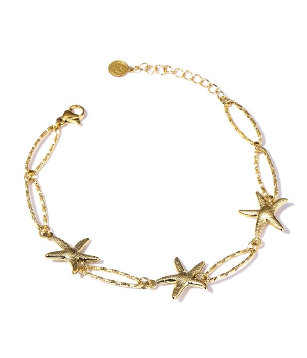Pulsera de eslabones de estrellas del mar y aros