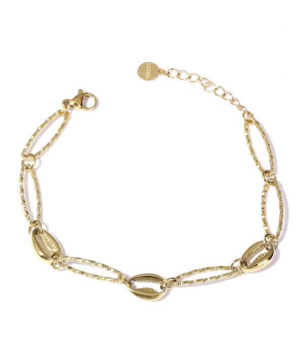 Pulsera de eslabones de granos de café y aros