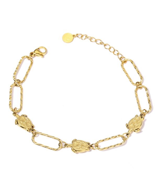 Pulsera de eslabones de tortuga y aros