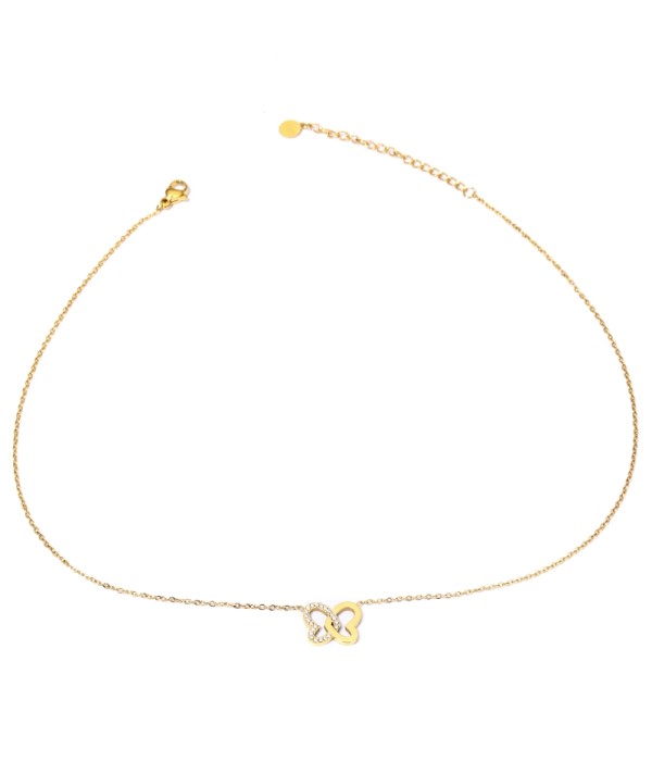 Collar dorada con mariposa y detalles en circonitas