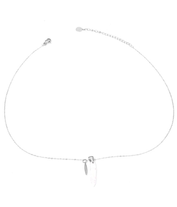 Collar plateado con perla natural