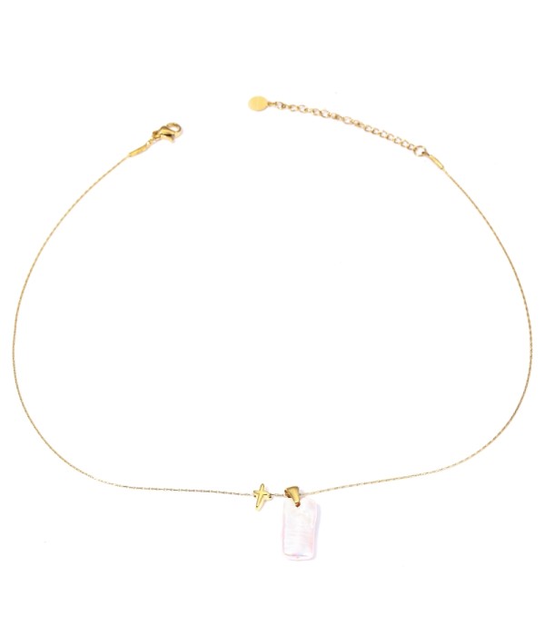 Collar dorada con perla natural