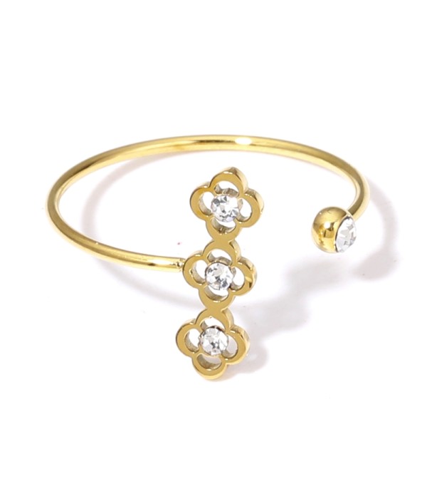 Anillo abierto con circonitas