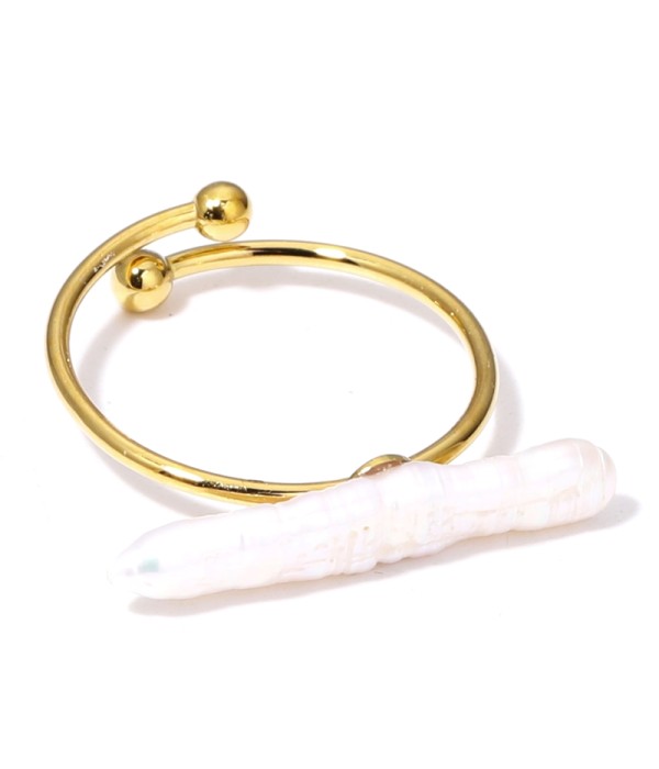 Anillo abierto con perla natural 2