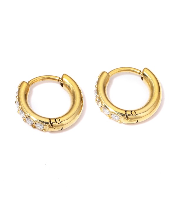Pendientes de aro dorados pequeños con circonitas