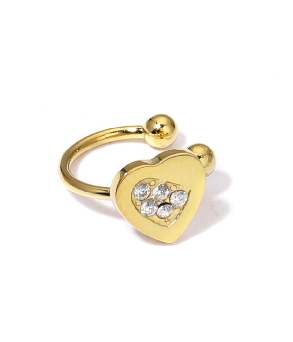 Clip de oreja de corazón con circonitas