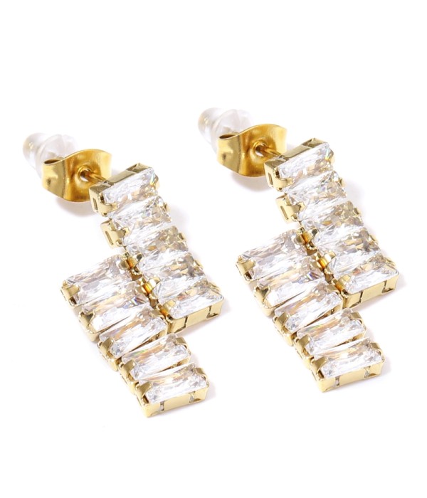 Pendientes de piedras rectangulares transparentes