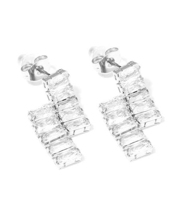 Pendientes de piedras rectangulares transparentes