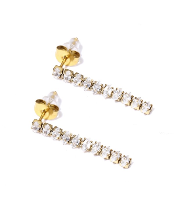 Pendientes dorados de piedras ovaladas puntiagudas transparentes