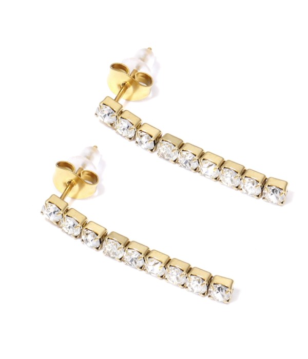 Pendientes de piedras circulares transparentes