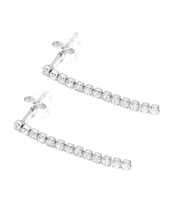 Pendientes plateados de piedras circulares transparentes