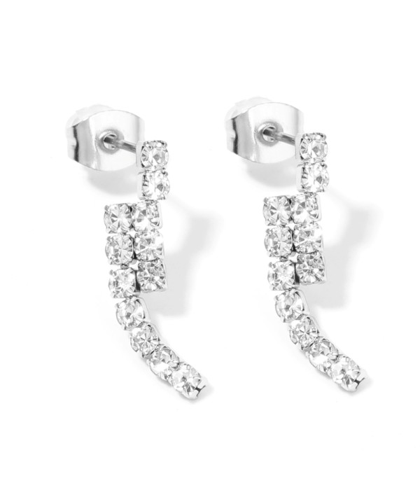 Pendientes plateados de piedras circulares transparentes