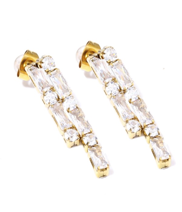 Pendientes dorados de piedras combinadas